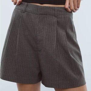 Stradivarius Charcoal Pinstripe Women Shorts with darts. Size US6